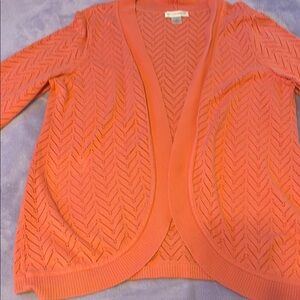 Christopher & Banks Pink Chevron Knit Cardigan Sweater